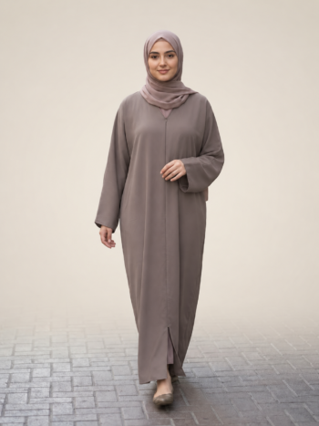 Dusty Olive Green & Taupe Double Layer Crepe Abaya