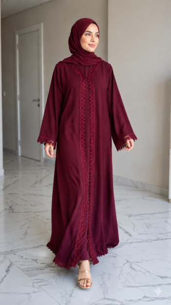 Red Berry Maroon Abaya